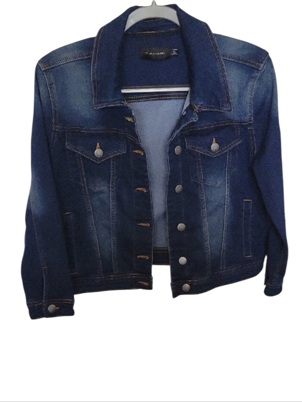 Tahari Women's Dark Blue Denim Jean Jacket-Size PL
